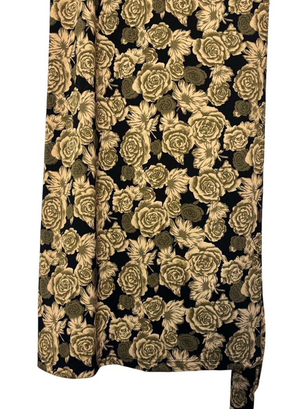 Susan Lawrence Black & Gold Floral Wrap Dress Long Sleeve Made In USA Size M - Picture 3 of 16